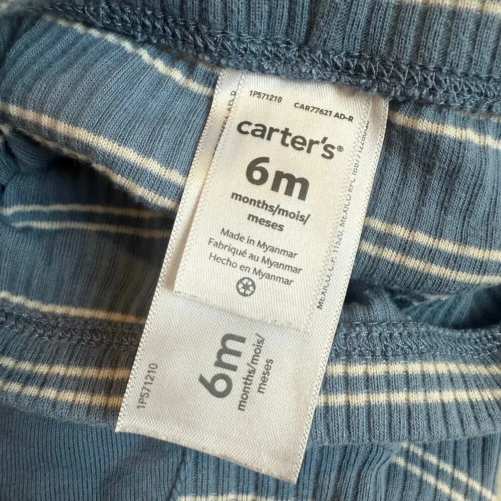 Carter’s Baby Boy 6 months Outfit Pants Bodysuit Blue Stripe Ribbed
